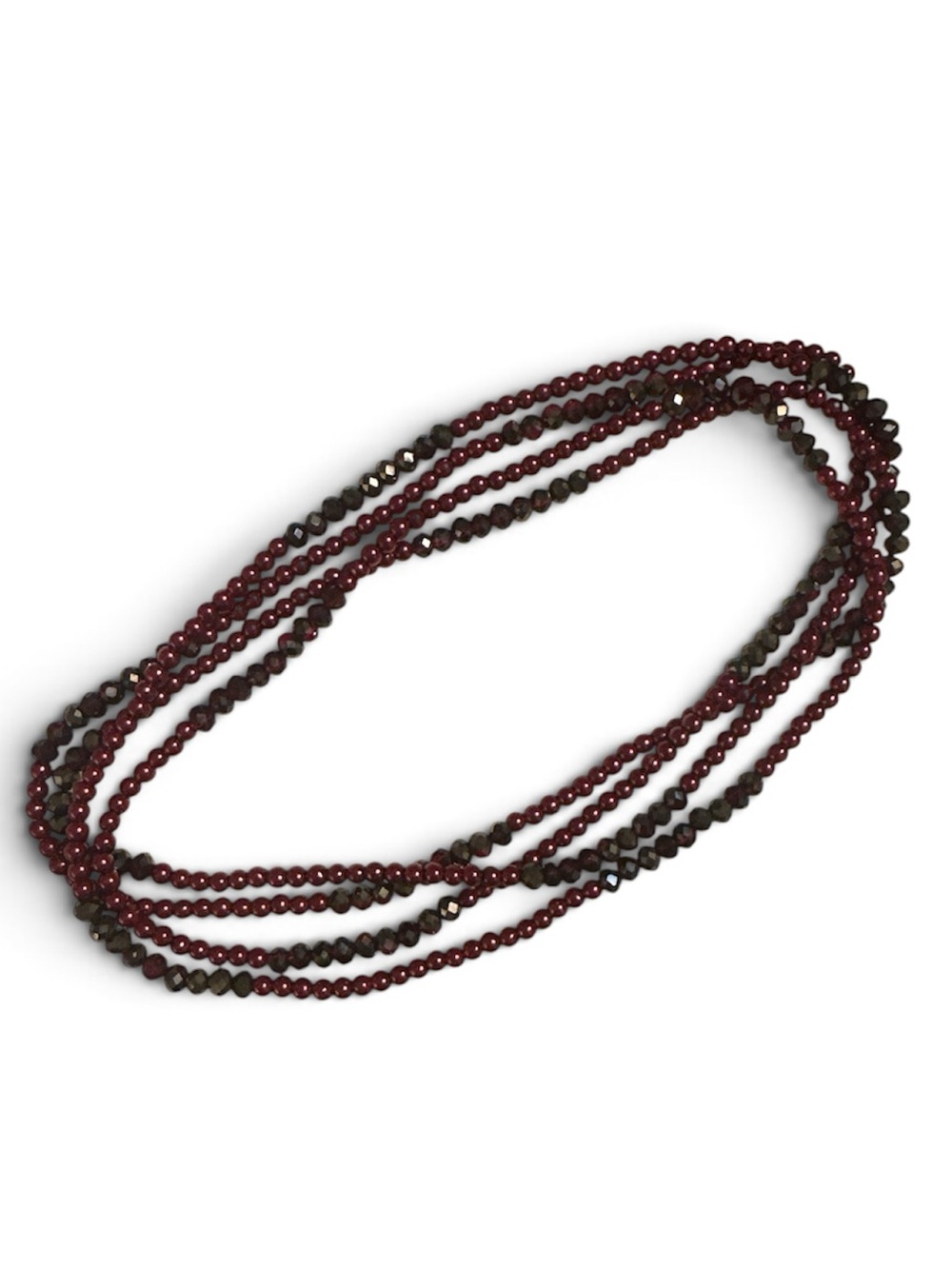 Layered Burgundy and Brown Beaded Necklace - Women Jewelry